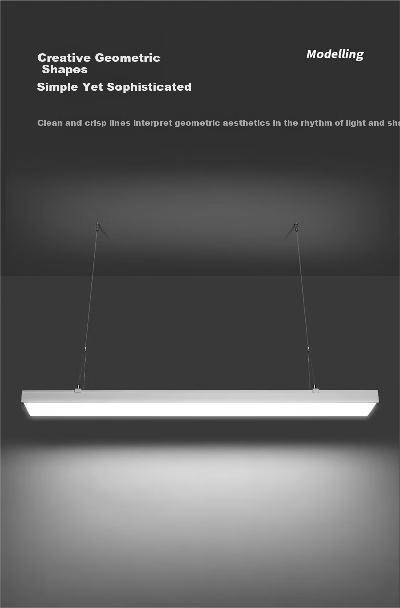 NVC LED Pendant Linear Light Office Mall Store Minimalist Iron Frame Black 50W Cool White 7