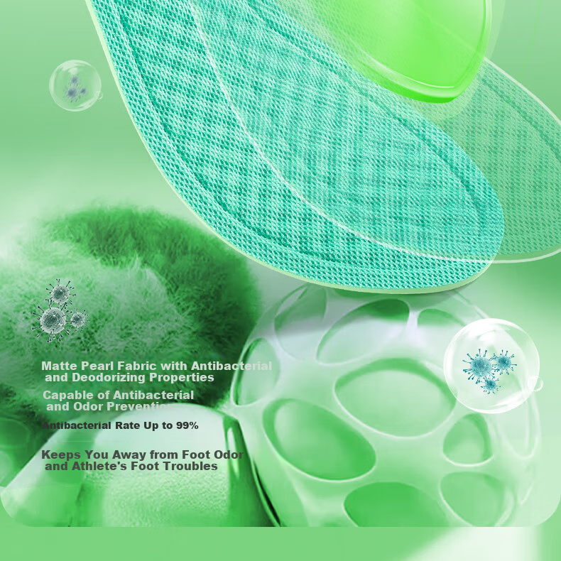 Bonnie Family 2 Pairs Antibacterial Deodorant Insoles Men's Comfortable Sweat-Absorbing Breathable Durable Summer 4