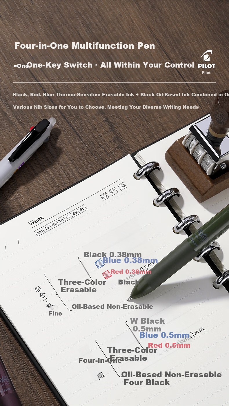 PILOT FRIXION BALL SWITCH Multi-Function Erasable Pen 3-Color 0.5 + Ballpoint Pen 0.7 LB31FBS-2-OL Olive Green 4