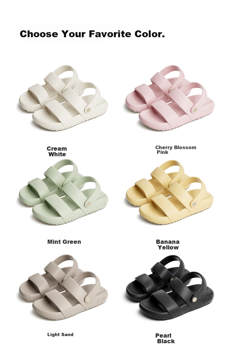 Puxi Women's Outdoor Sweet Macaron Color Beach Pearl Black Sandals Size 35-36 8