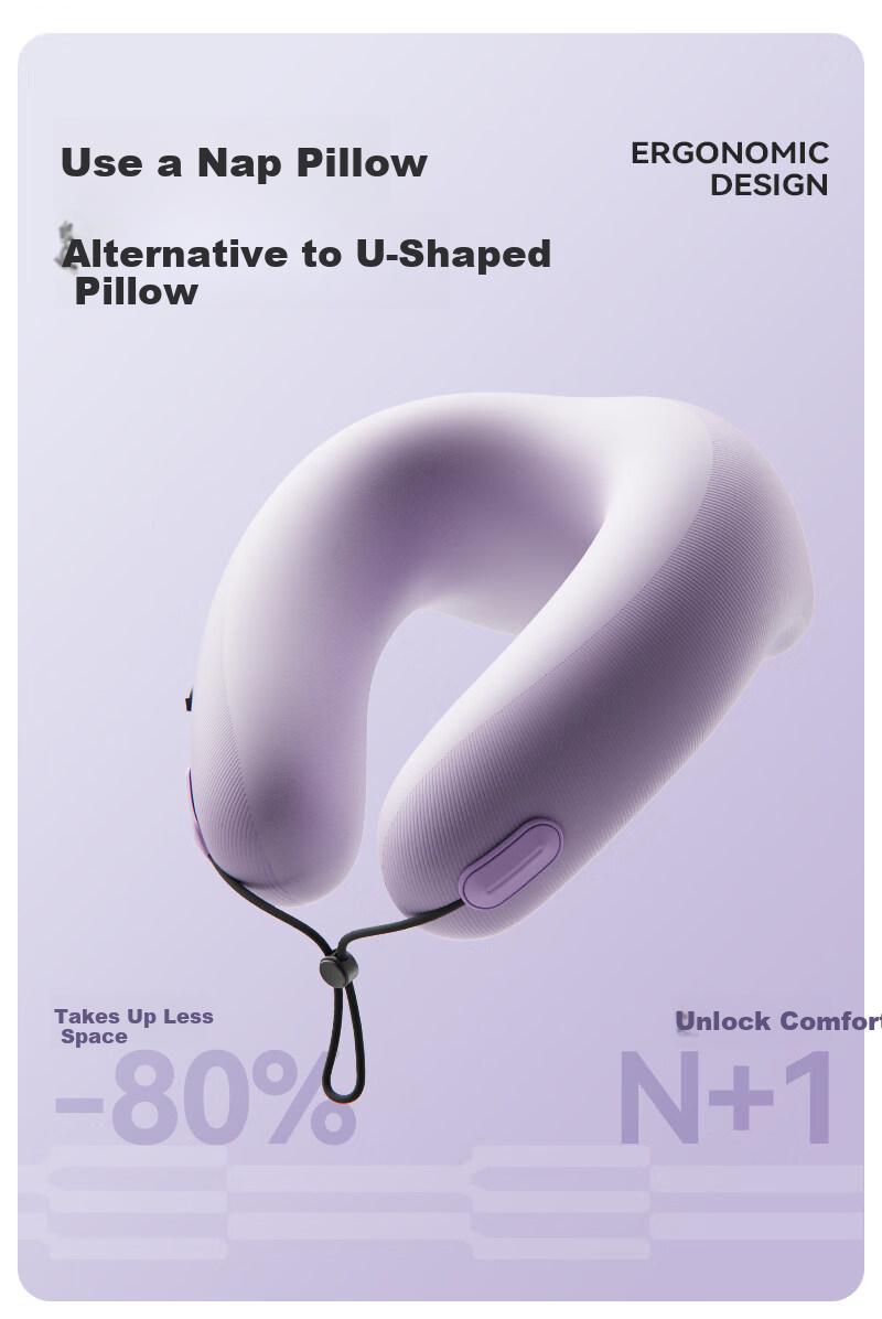 EVERYTHINK Inflatable Travel Neck Pillow U-Shaped Portable Airplane Sleep Pillow 2
