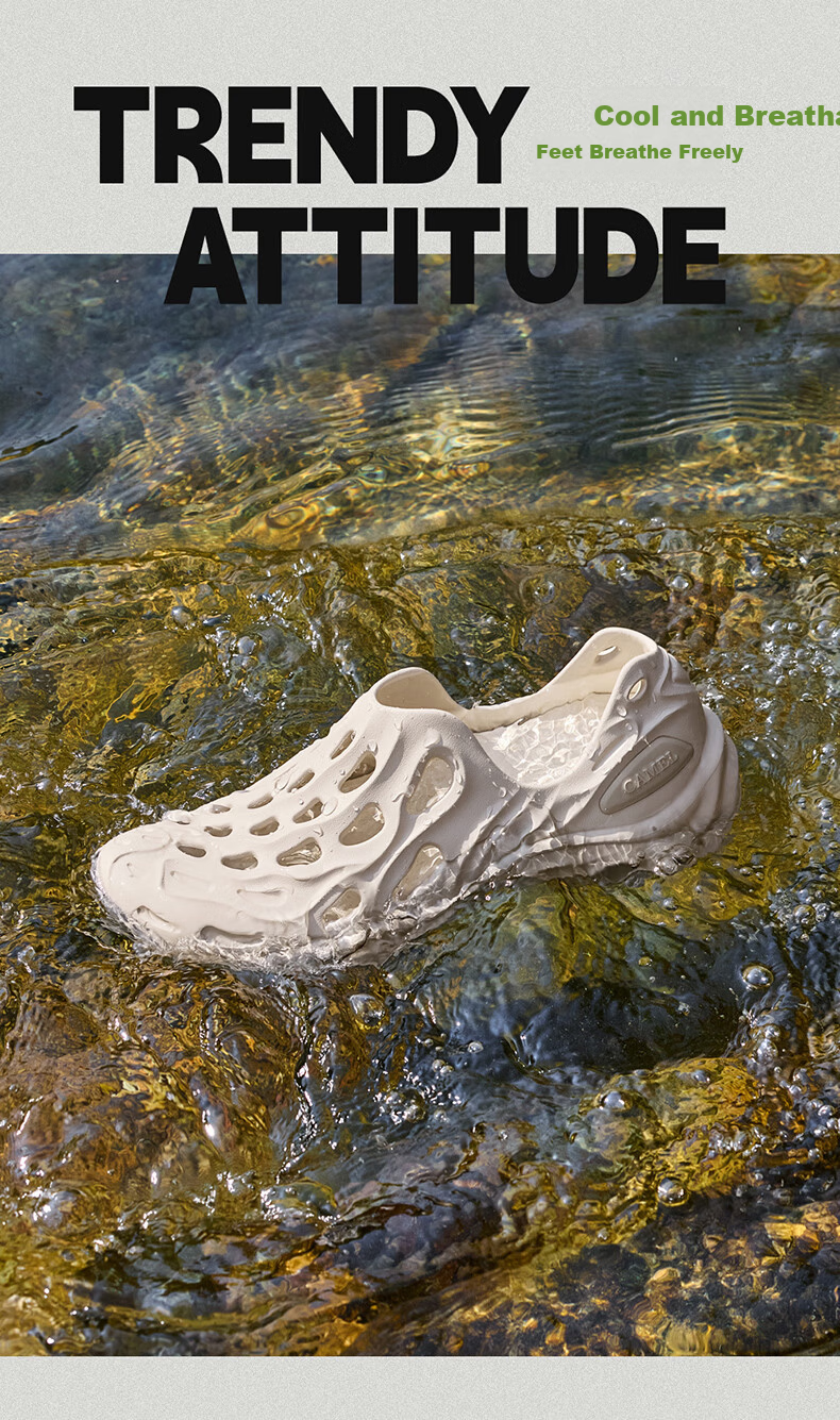 CAMEL Men's G16M776008 Irregular Summer Hollow Breathable Outdoor Beach Sandals Stalactite White Size 43 10