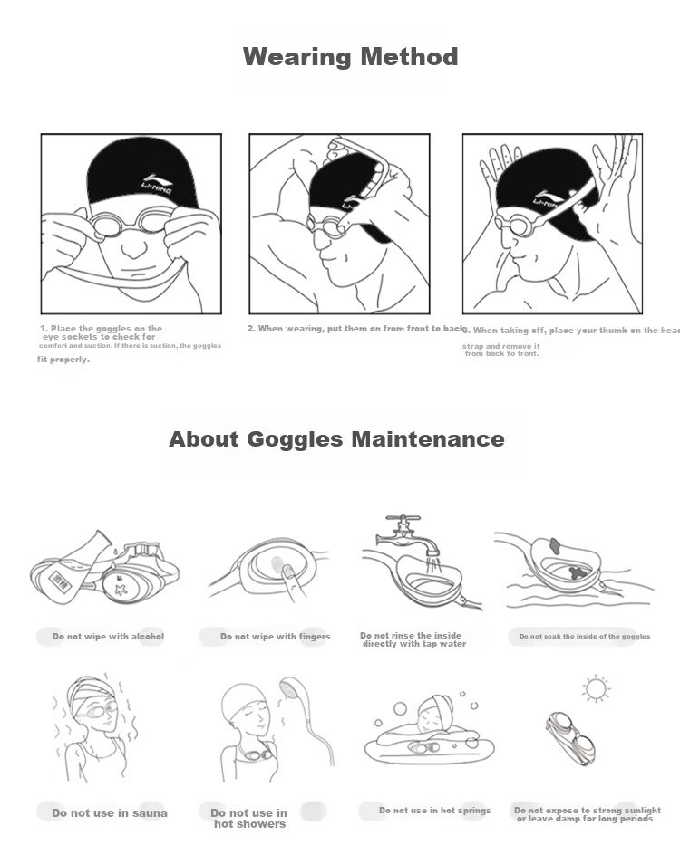 LI-NING Kids Swimming Goggles Boys Girls HD Anti-Fog Waterproof Professional Diving Swim Glasses LSJP309-1 11