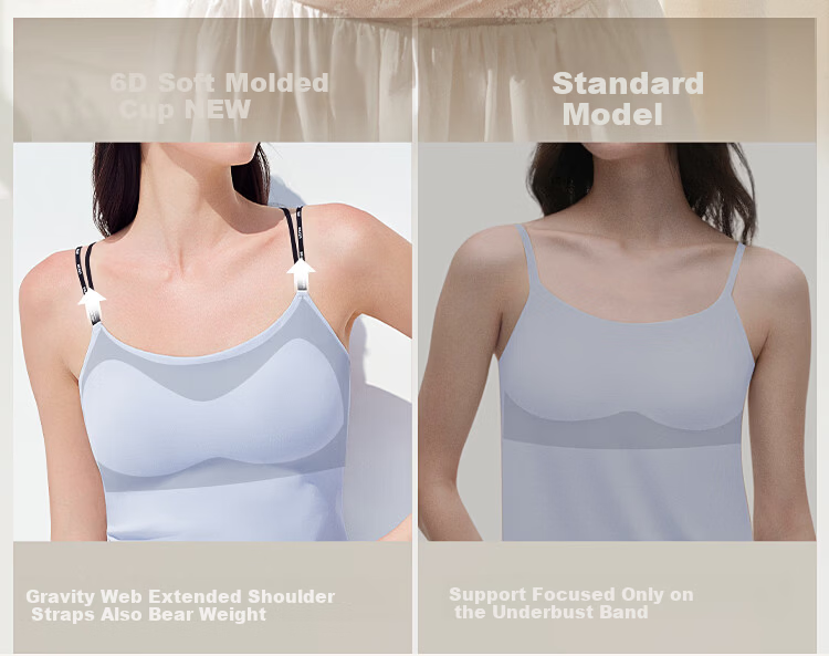 Ubras 26 New Double Strap Camisole Women Summer Slightly Spicy Back Support Padded Top No Size Black 5