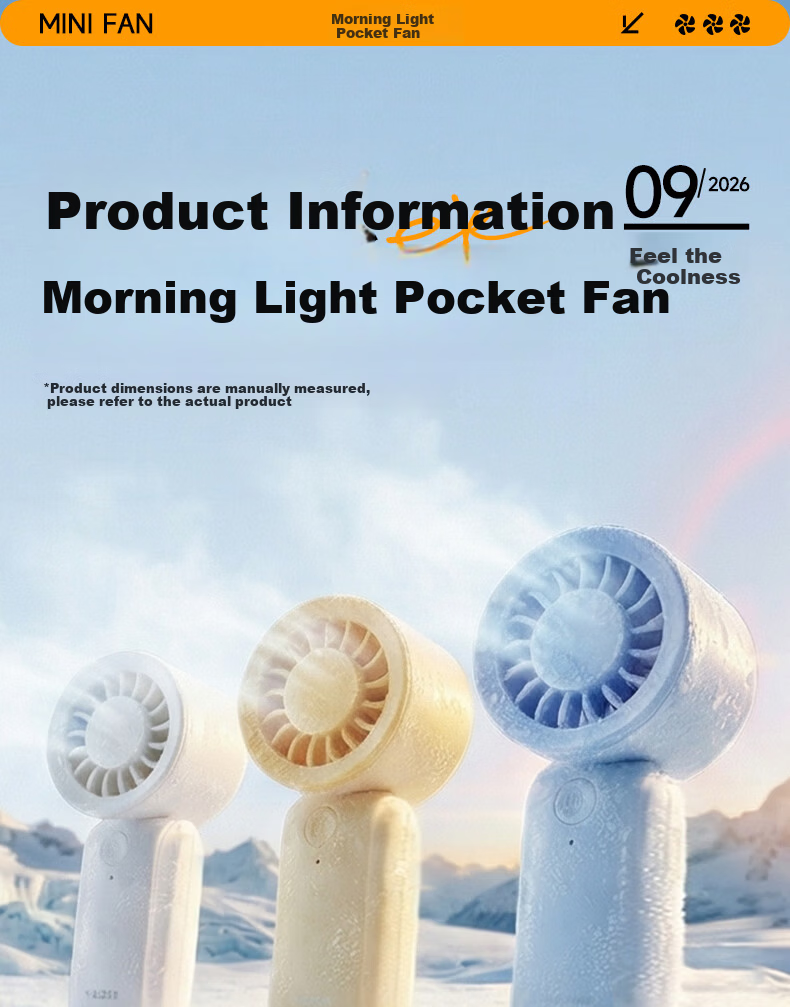 M&G Super Popular Handheld Mini Portable Pocket Desktop Fan Type-C Blueberry Ice Three-Speed Rechargeable Quiet 9