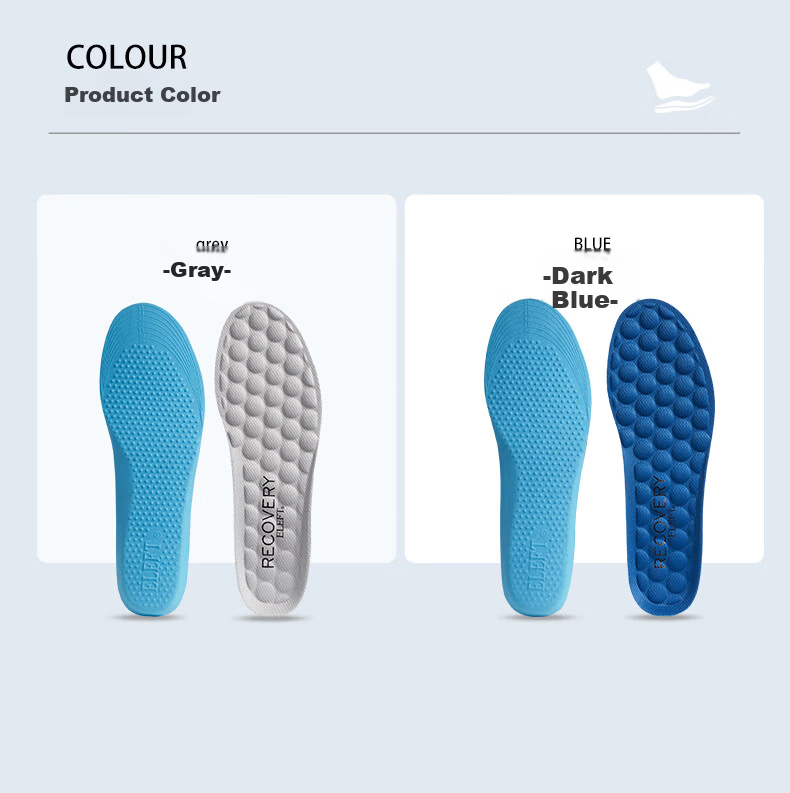 Eleft Sports Running Insoles Sweat-Absorbing Moisture-Wicking Dry Comfortable Arch Support Shock Absorption Insoles Light Gray Men's 9