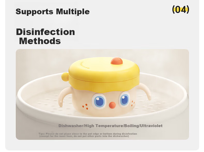 Huang Chong Big-Eyed Cute Baby Feeding Bowl Children's Water-Filled Insulated Suction Bowl PPSU Double-Layer Insulated Lunch Box Yellow 25
