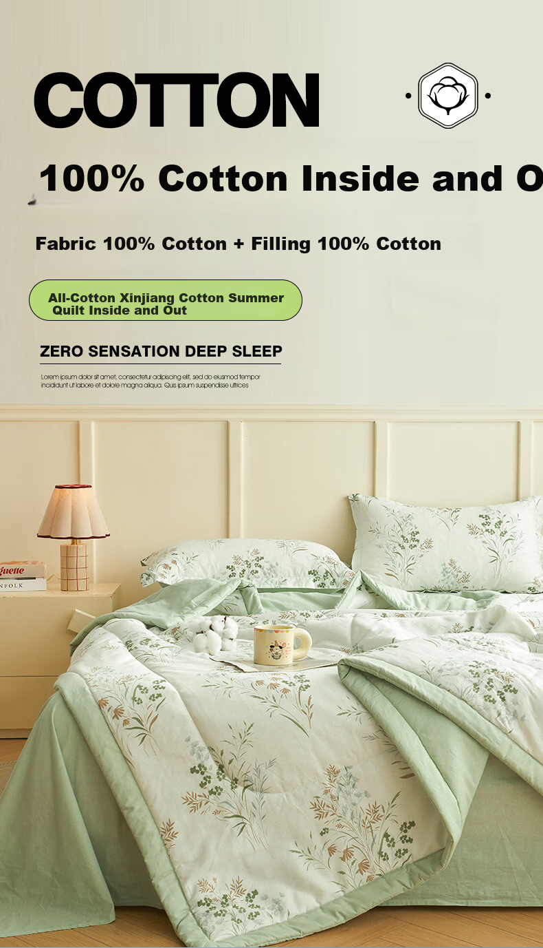 MUJI 100% Xinjiang Cotton Quilt, Pure Cotton Summer Cooling Quilt, 220*240cm 1