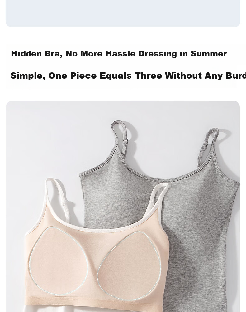 MiiOW White Women's Camisole Tank Top with Built-in Bra Pad, Casual Versatile Back Design, Suitable for Outerwear 11