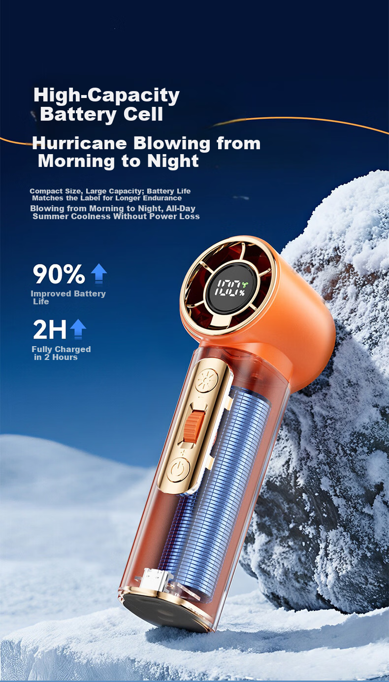 Jilitian Handheld Mini High-Speed Energy-Saving Portable Fan with Night Light 2000mAh Rechargeable Outdoor Dormitory Use 9
