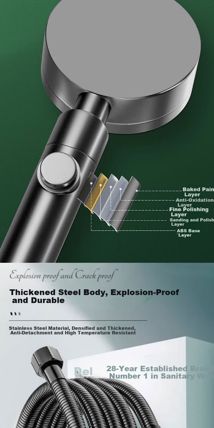 Del 28-Year Brand High-Pressure Shower Head Powerful Multi-Function Handheld Shower Y-817 11