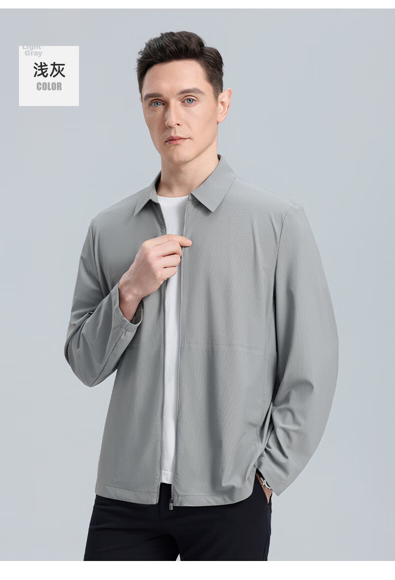 ROMON Men's Sun Protection Cooling Jacket, Summer Business Casual Polo Collar, Middle-aged and Elderly Dad's Executive Outerwear 20
