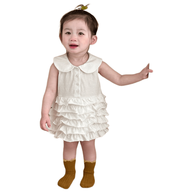 FADOBABY Girls Summer Dress New Baby Princess Doll Collar Cake Dress Children's Sleeveless Dress