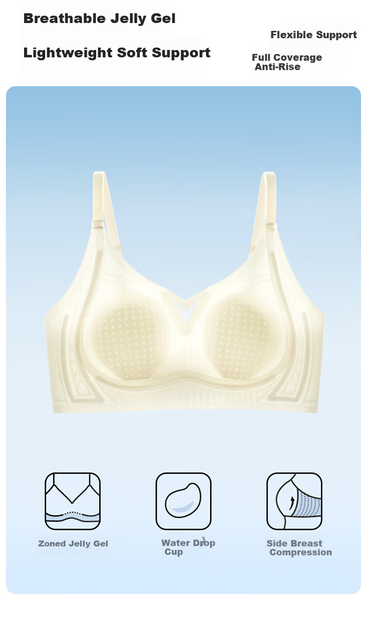 Urban Beauty Women's Thin Summer Wireless Bra Seamless Bunny Ear Cup Ice Silk Breathable Anti-Spread Sky Blue L 4