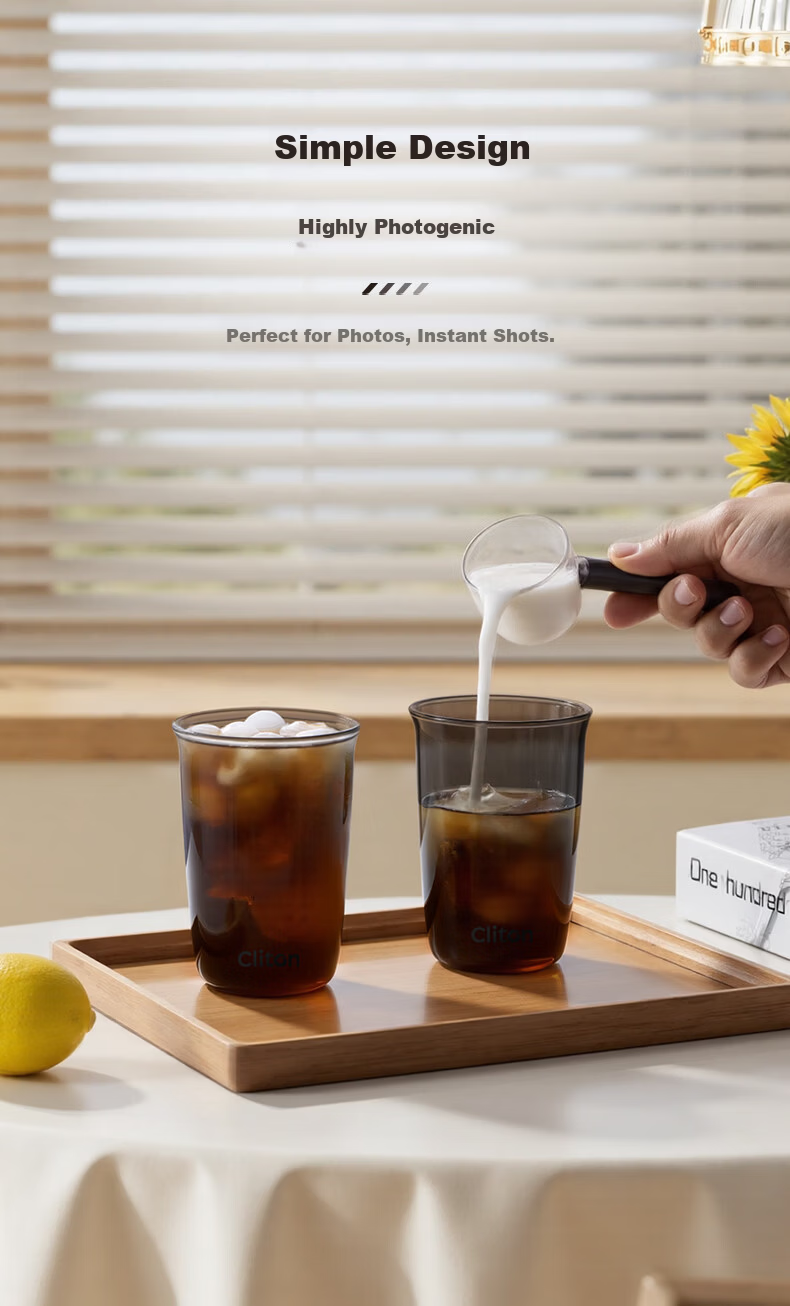 CLITON Smoke Gray Glass Coffee Cup Iced Americano Latte Cup Cold Drink Transparent Glass Water Cup Beverage Tea Cup 3