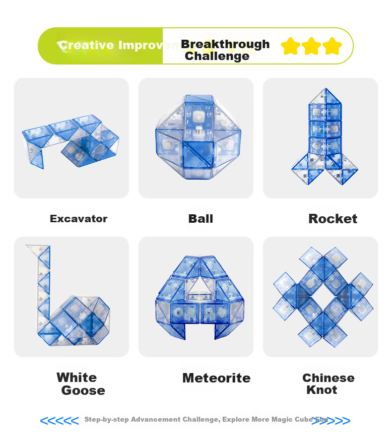 Melody Childhood 36-Segment Magic Snake Puzzle Educational Toy for Kids Kindergarten Elementary School Ages 3-9 Birthday Gift 13