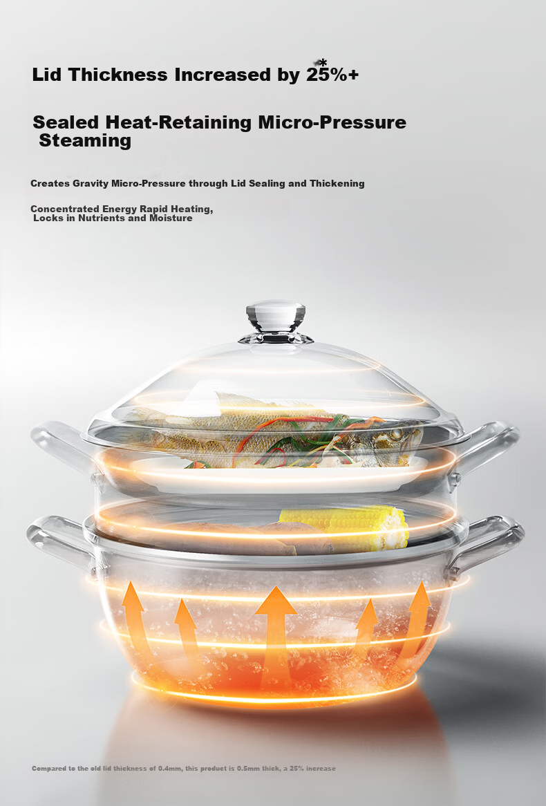Joyoung 304 Stainless Steel Steamer Pot, Double Layer, 30cm, Suitable for 3-4 People, Compatible with Induction Cookers, Ideal for Steaming Fish and Buns 7