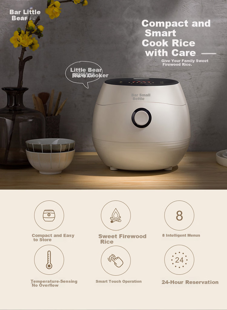 Bear Rice Cooker for 2-3 People, Healthy Non-Stick Iron Pot with Zero Fluorine, IH Three-Dimensional Heating, Smart Reservation, Multifunctional Rice Cooker 3L DFB-Q30V3 1