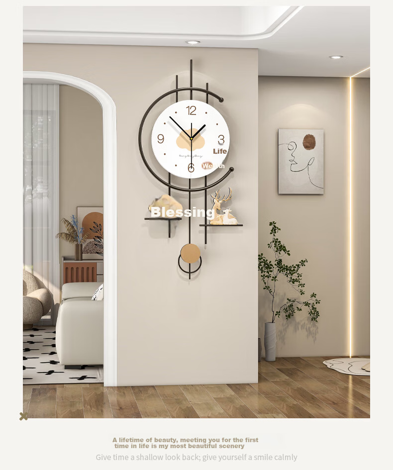 Jiujuda Modern Minimalist Elegant Dining Table Wall Clock Creative Restaurant Decorative Clock 2026 New Living Room Wall Hanging Clock 8