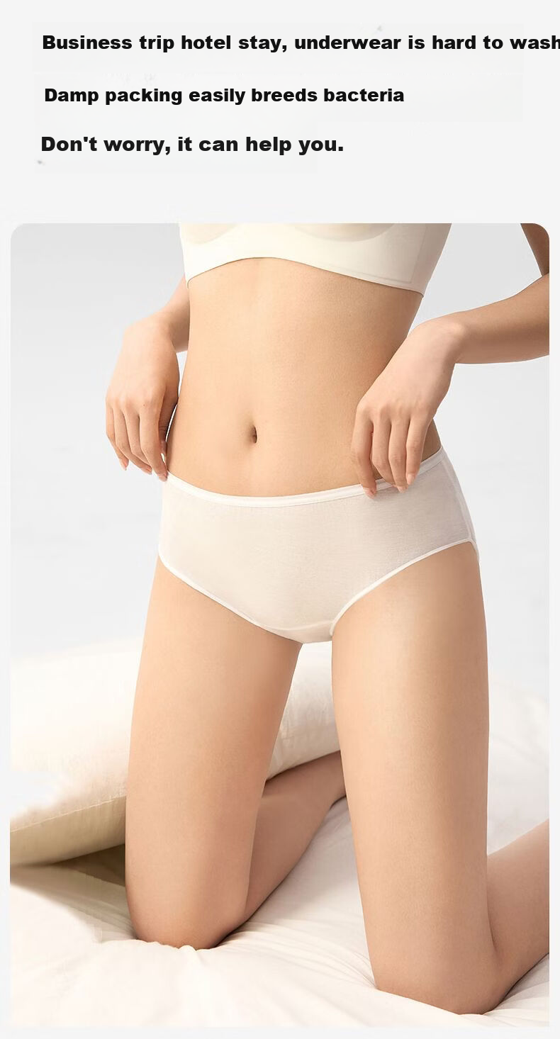 Yalu Disposable Women's Cotton Crotch Underwear 7-Pack Individually Wrapped Double-Layer Wash-Free Maternity Travel Vacation 6