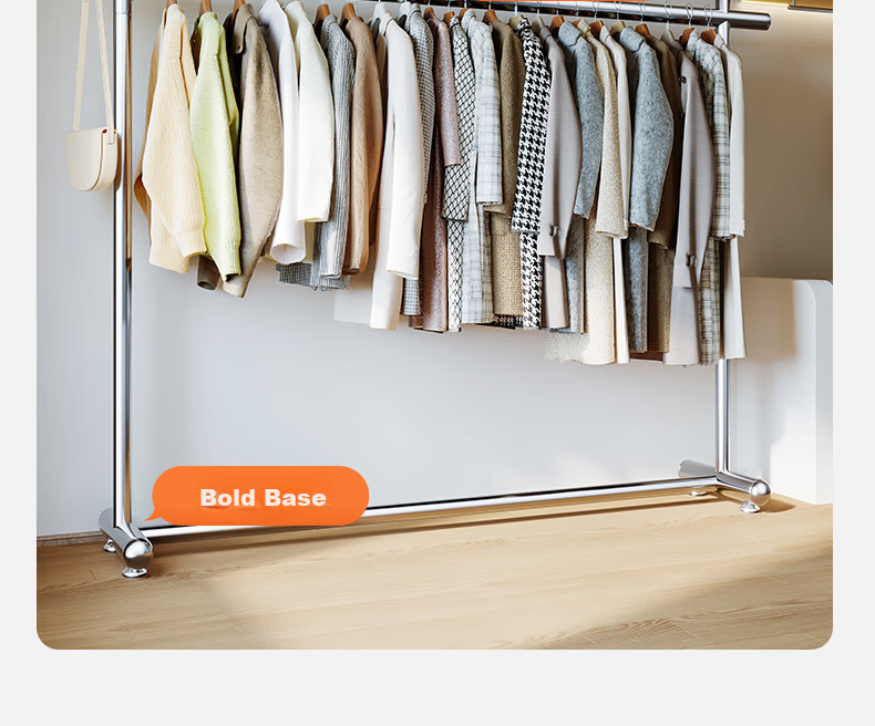 Yicai Nianhua Stainless Steel Floor Clothes Drying Rack Thickened Indoor Hanging Clothes Rod Mobile Balcony Clothes Rack 2858 5