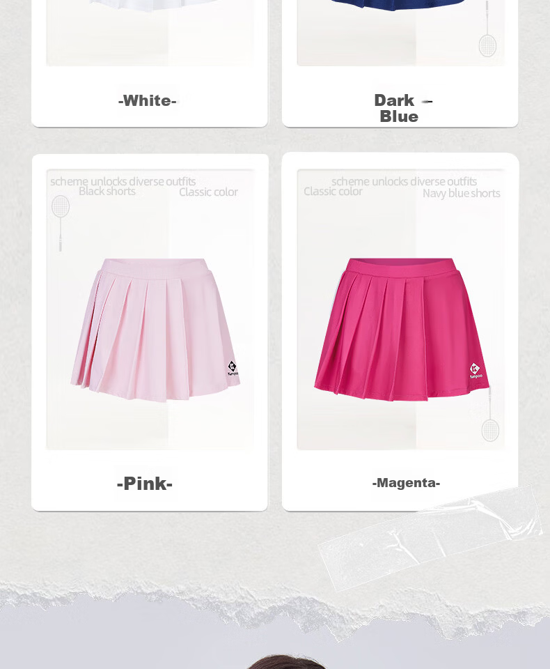 KUMPOO 26th Anniversary New Badminton Skirt Sweat-Absorbing Quick-Dry Breathable Skirt K261W-7063 Dark Blue S 3
