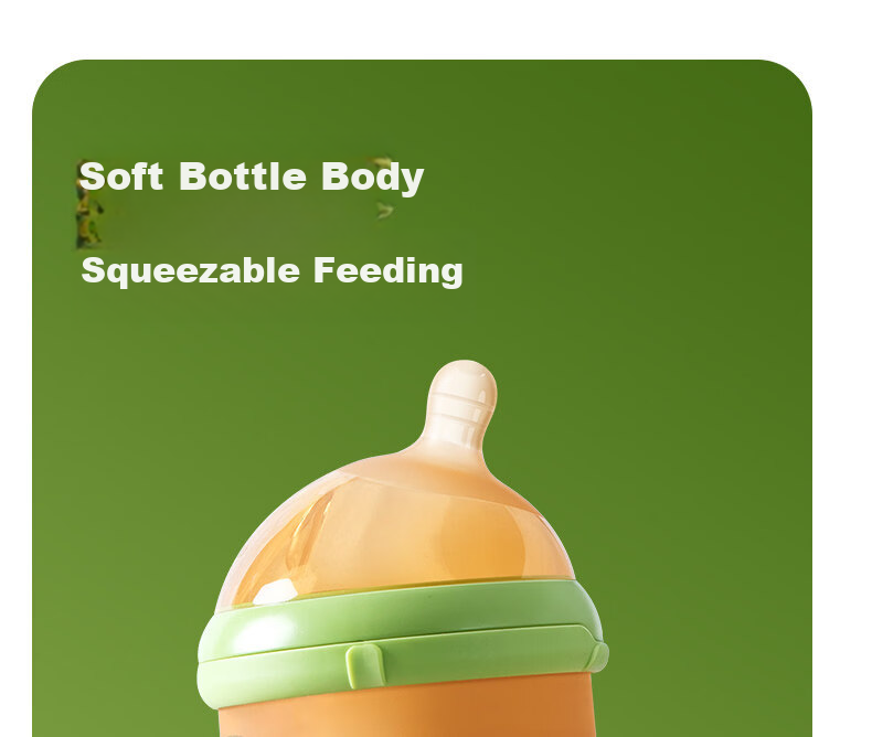 Qikibao Silicone Weaning Bottle 240ml with Nipple for 3-6 Months+ Realistic Breastfeeding Anti-Colic Newborn Baby Product 21