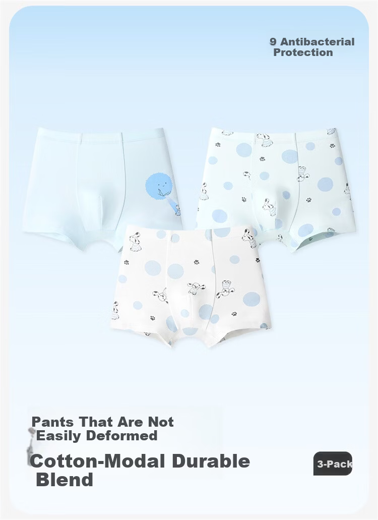 Jiusuiban 7A Antibacterial Boys' Children's Underwear Silk Crotch Cartoon Boxer Briefs Cotton High Elastic Sports Shorts for Toddlers and Kids 1