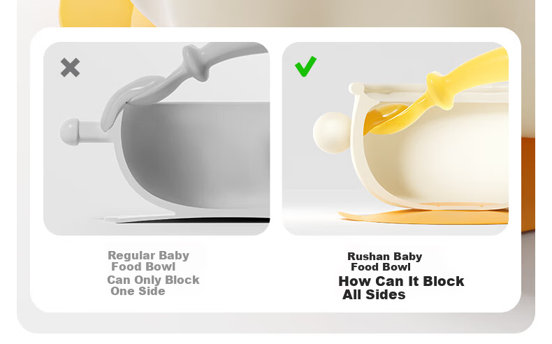 Rushan Baby Self-Feeding Training Spoon Set Toddler Tableware Curved Spoon with Lunch Box 3