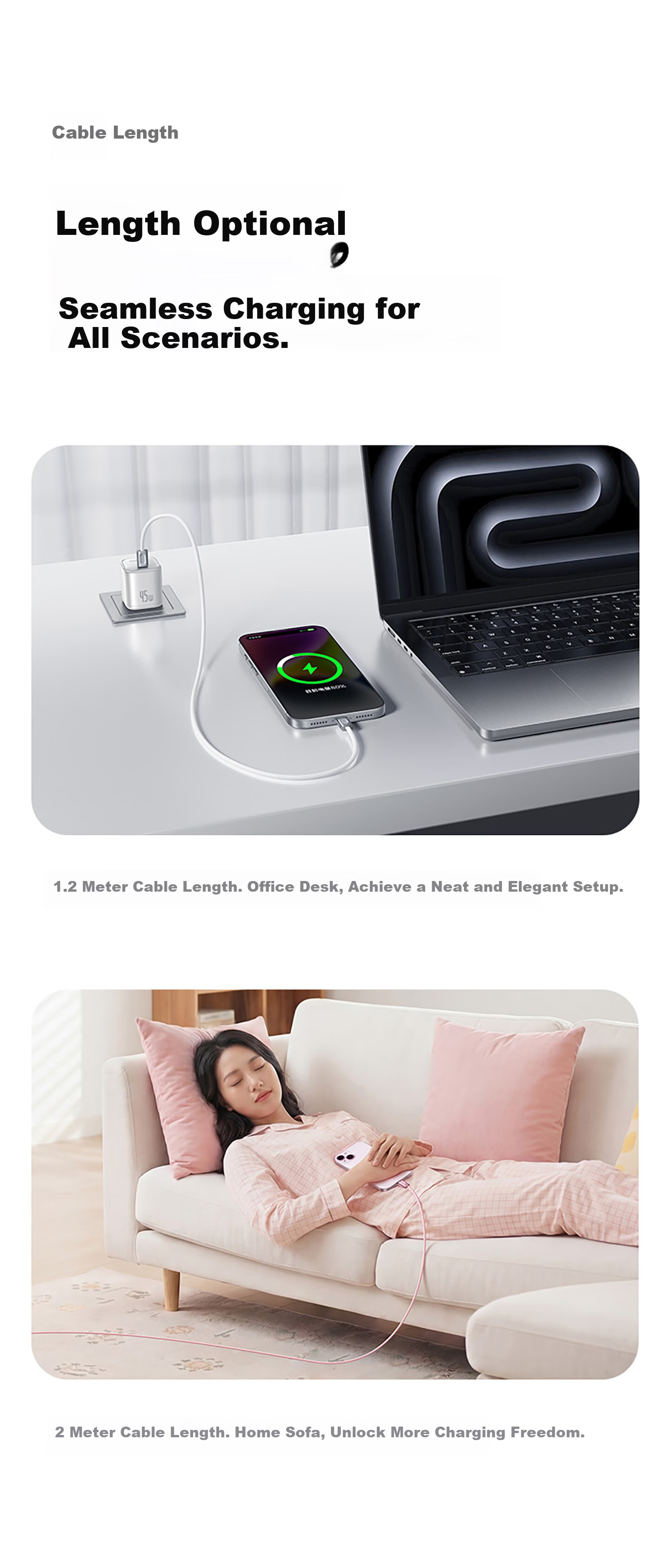 Baseus Apple 17 Type-C Charging Cable USB-C CarPlay PD 60W Fast Charge for iPhone 16/15 Pro Max iPad Laptop 1.2m 5