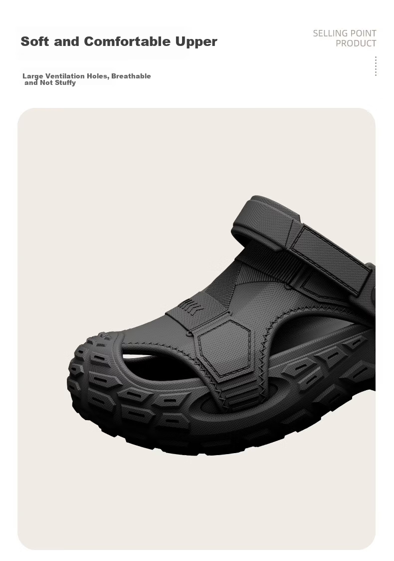 CARTELO Outdoor Non-Slip Thick Sole Clog Summer Men's Sports Casual Closed-Toe Slippers New RZ04 Black Size 44-45 3