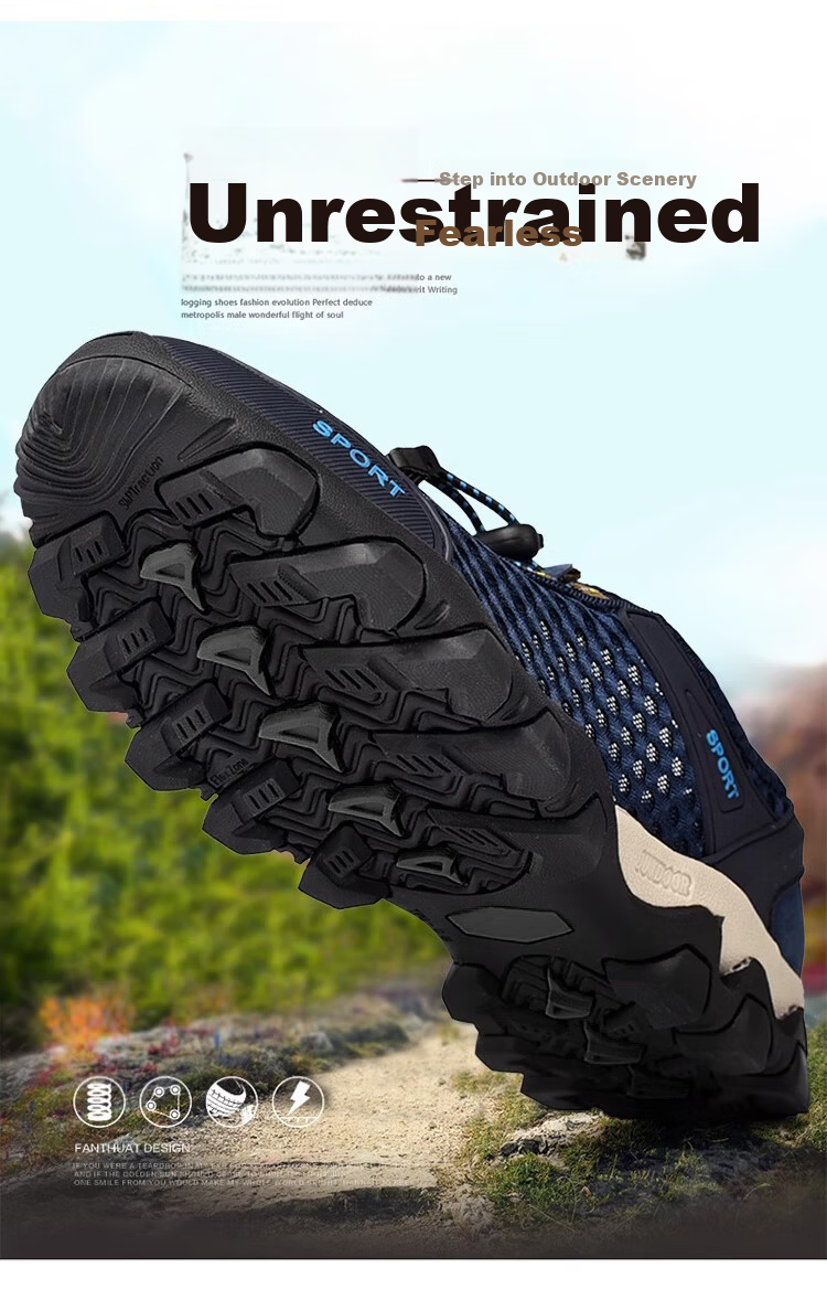 FOOTOPPO Men's Mesh Outdoor Water Shoes Hollow Mesh Sandals Summer Fishing Non-Slip Wear-Resistant Casual Sports Sandals 4