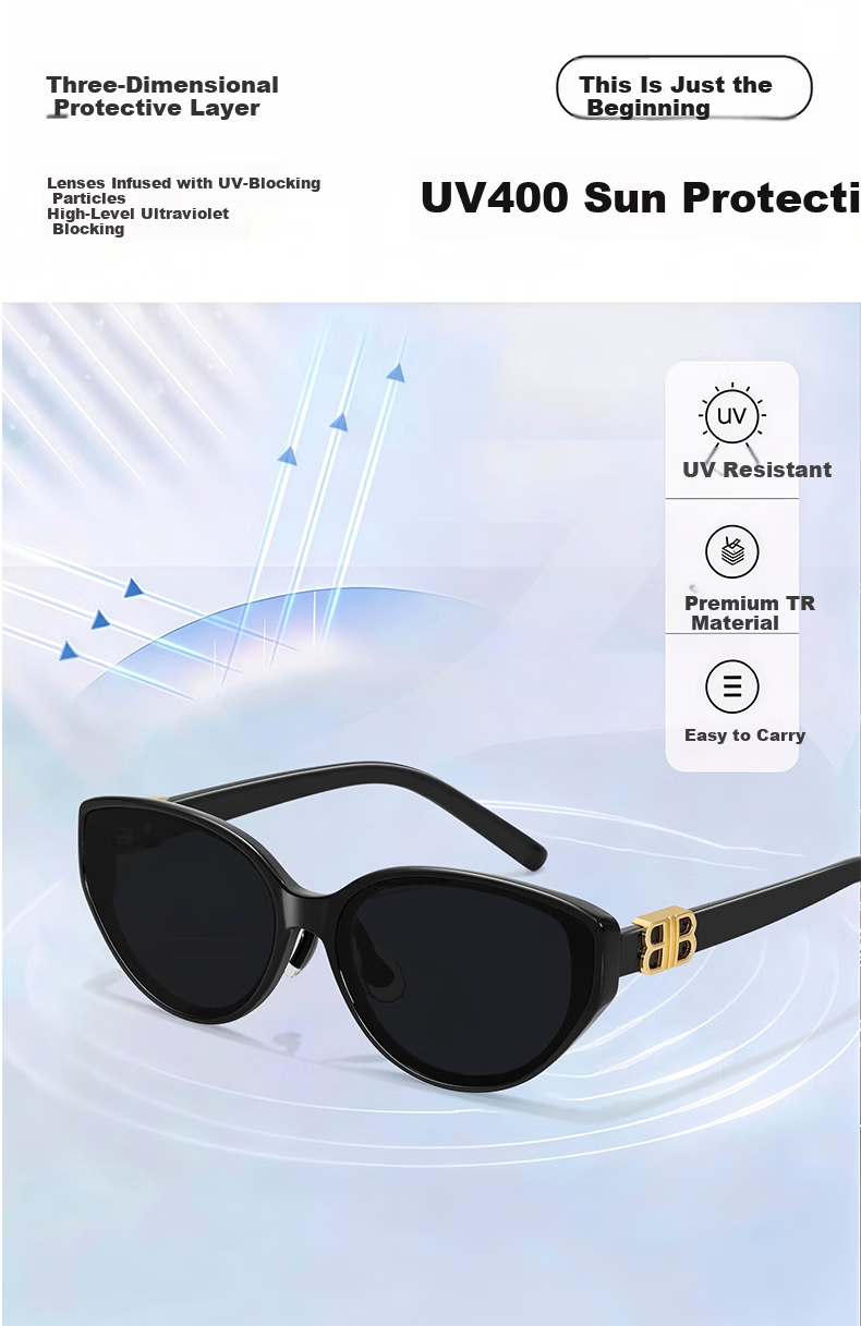 FENCHI Premium Cat Eye Sunglasses for Women 2026 New UV Protection Vintage Round Face Slimming Retro Sunglasses 6