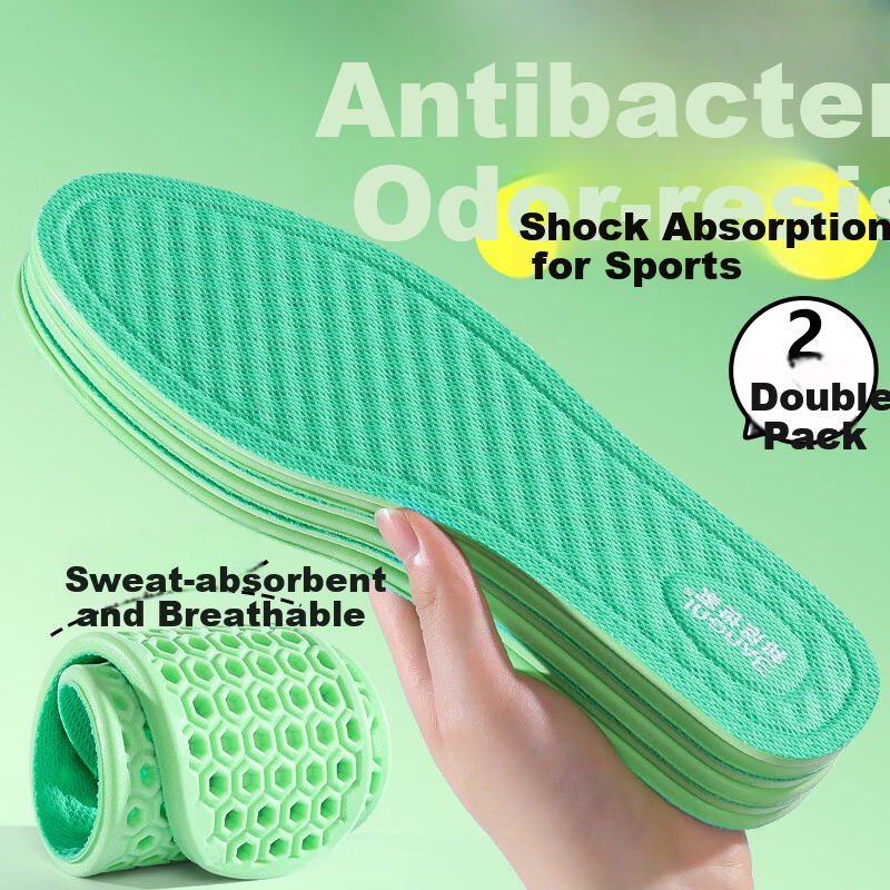 Bonnie Family 2 Pairs Antibacterial Deodorant Insoles Men's Comfortable Sweat-Absorbing Breathable Durable Summer
