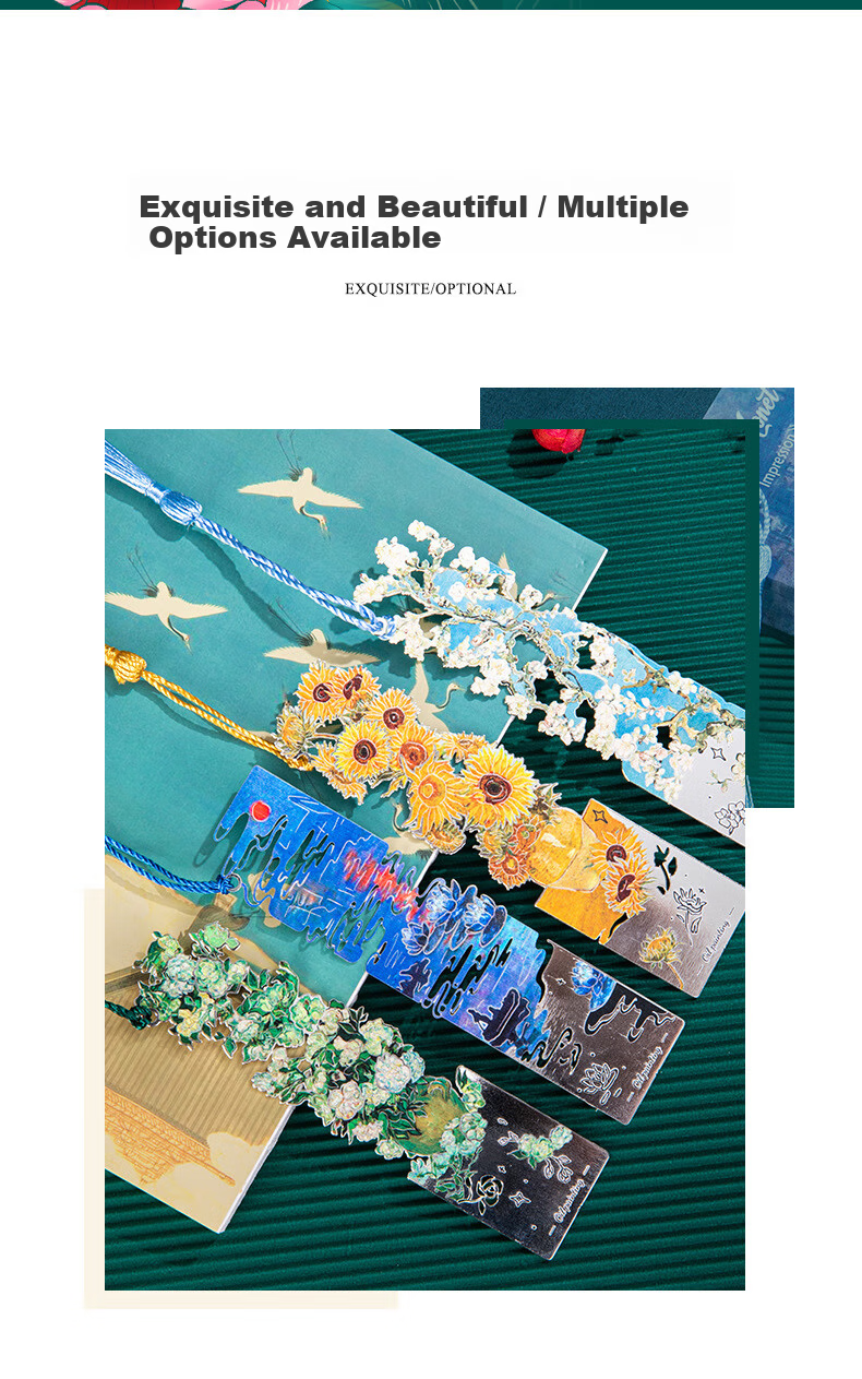 Tianshun Vintage Oil Painting Bookmark High-End Exquisite Metal Van Gogh Bookmark Classical Creative Aesthetic Birthday Gift for Girls Cultural and Creative Student School Opening Reward Simple Packag 5