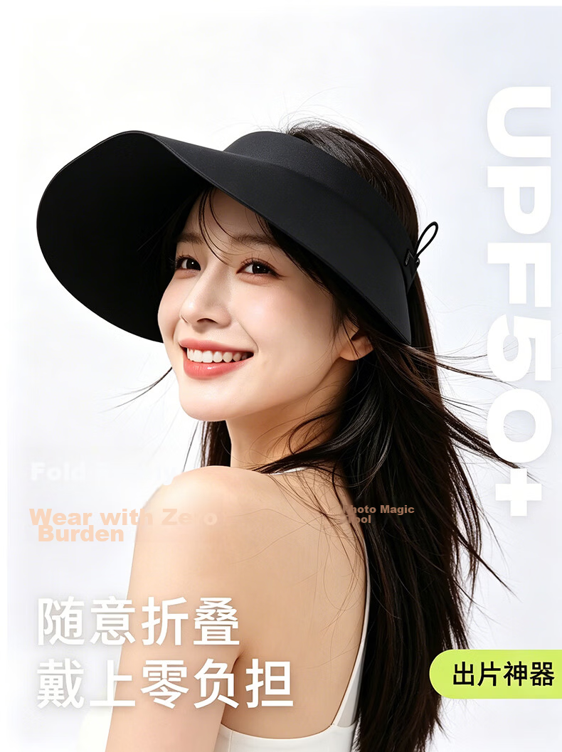 Miiow 2026 New Women's Sun Protection Hat Large Brim Summer Ice Silk Open-Top Sunshade Hat UV Protection Brightening Sun Hat 3