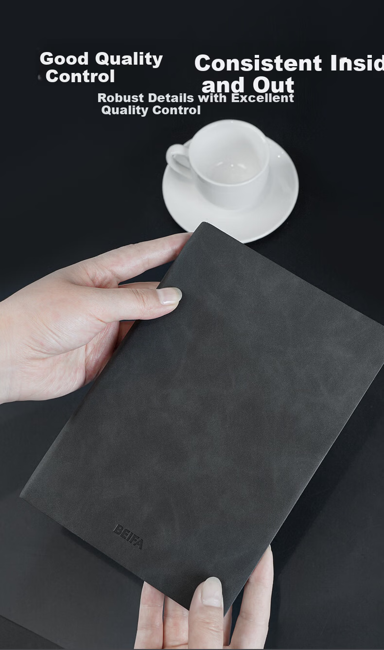 BEIFA Fashion PU Leather Business Notebook Soft Skin Thickened Diary Meeting Notes A5/100 Sheets Black [Back to School Essential] 5