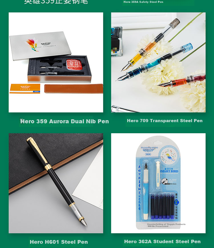 HERO School Gift Ink Cartridges 359 Fountain Pen Ink Cartridges Bulk Pack Pure Blue 30pcs 8