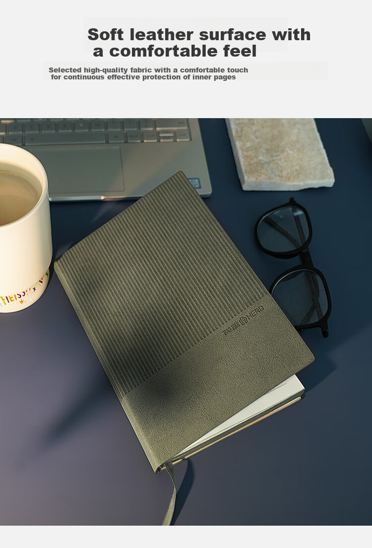 HERO New A5 Business Notebook Thickened Hard Cover Soft Leather Simple High-End Gift Meeting Portable Office Stationery Lined Detachable Diary Journal Binder 2