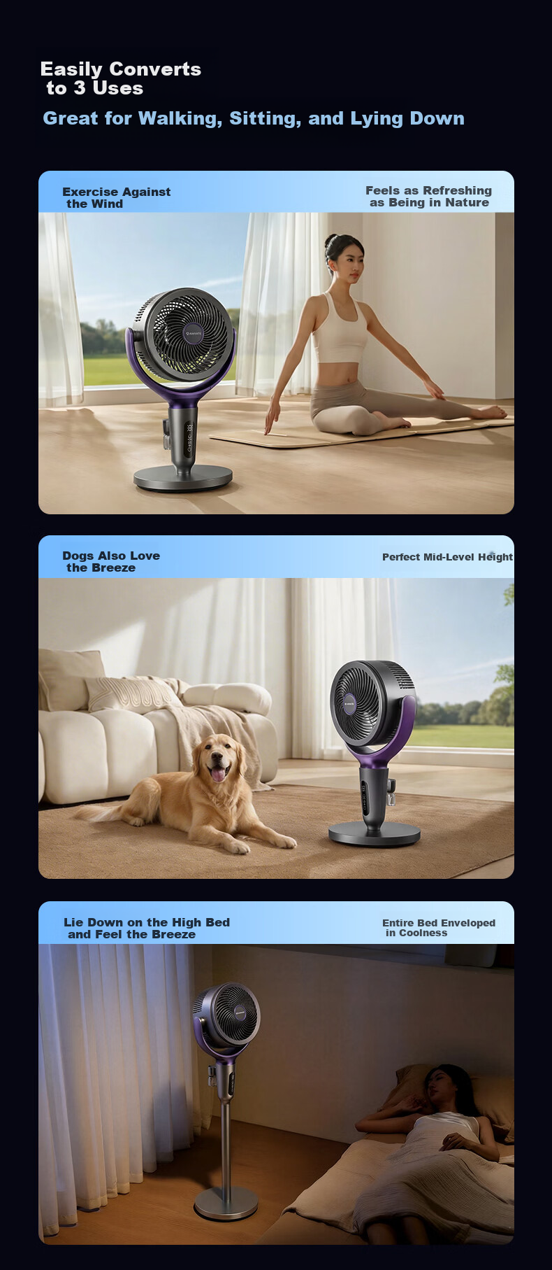AIRMATE Air Circulation Fan Home Floor Fan DC Inverter High Wind Bedroom Quiet Mosquito Repellent Fan Remote Control Voice Oscillation Purification Ventilation Fan FA18-SQR270 13