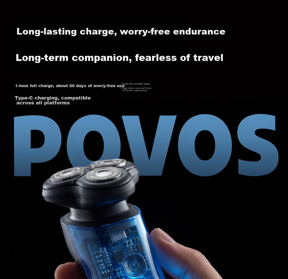 POVOS Electric Shaver Men's 1-Hour Fast Charging Portable Car Razor P200 Birthday Gift for Boyfriend Father Husband 22