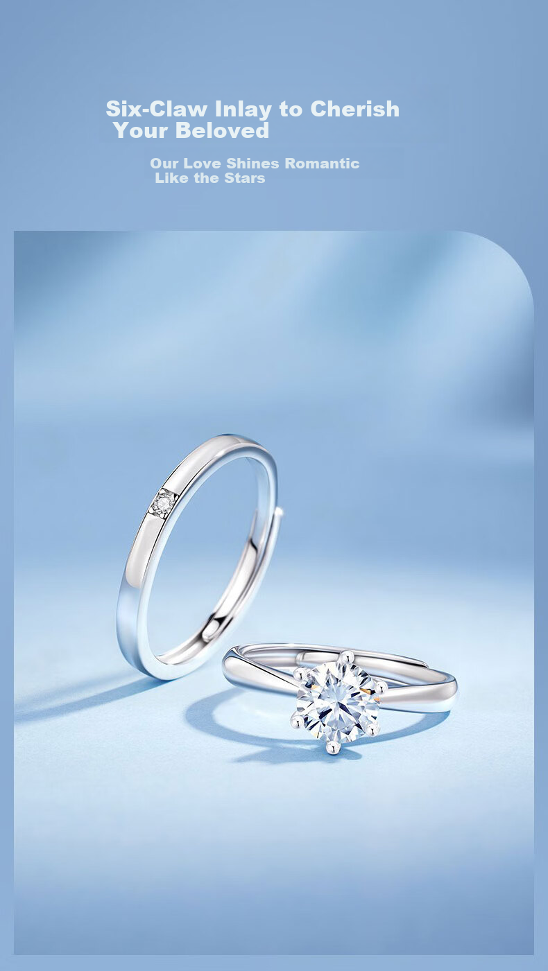 Yangchuang Fashion Wedding Engagement Diamond Ring Couple Rings S925 Wedding Band 520 Moissanite Couple Rings for Women 5
