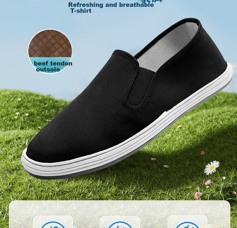 Lifeng Old Beijing Cloth Shoes Men's Genuine Handmade Thousand-Layer Mugwort Odor-Resistant Cowhide Sole Breathable Casual Shoes Black Size 40 1