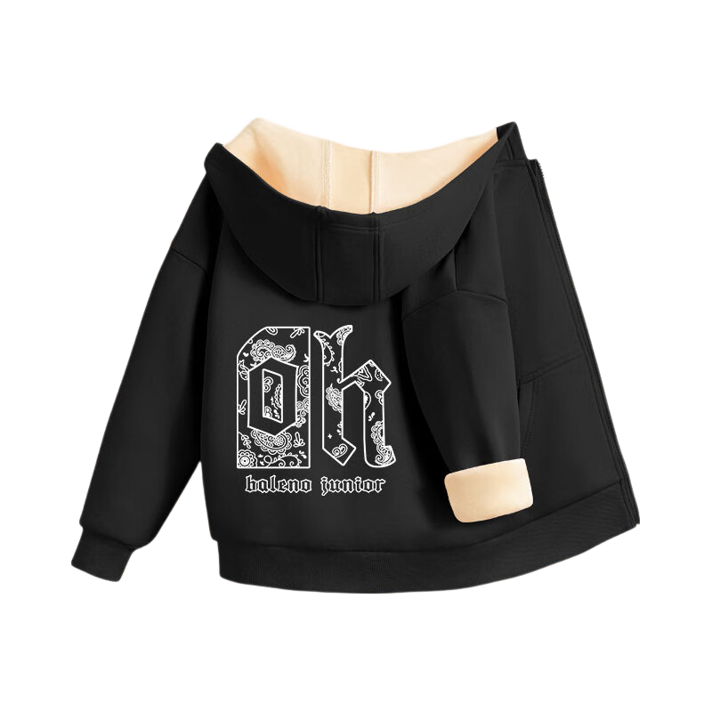 Baleno Boys' Jacket 2025 Autumn Winter Fleece Lined Thickened Casual Hooded Cardigan for Big Boys