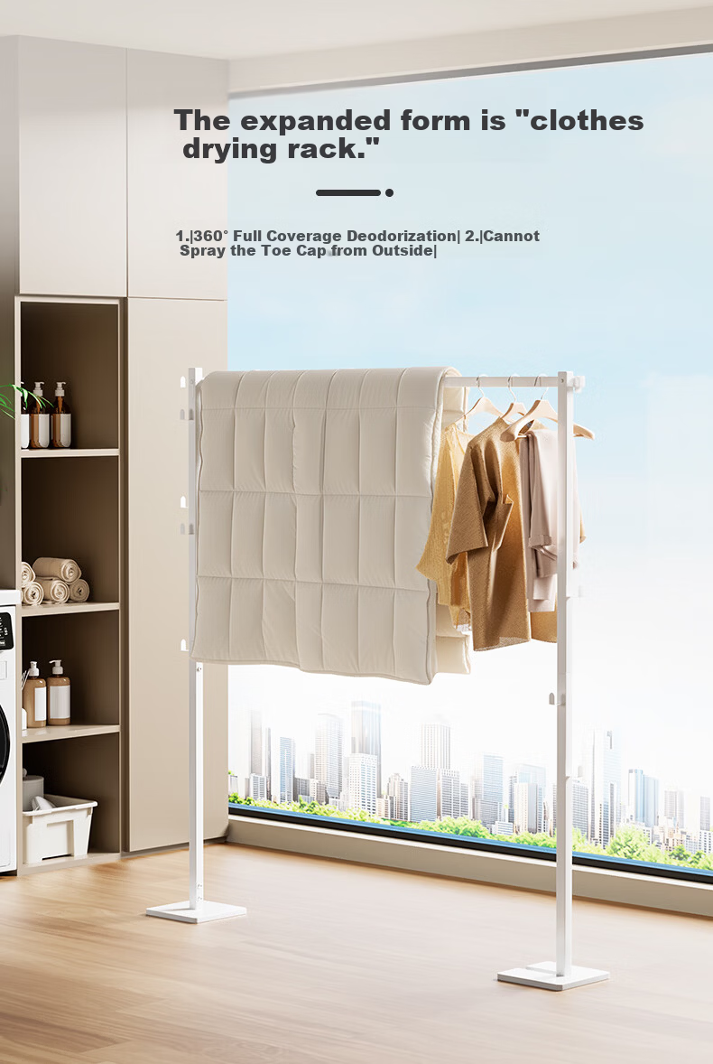 Fengshang Folding Clothes Drying Rack Floor-Standing Hanger Balcony Bedroom Small Space Clothes Rack 5