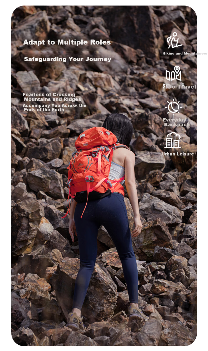 AiWang Women's Oxford Cloth Hiking Backpack Men's Outdoor Suspension Carrying Large Capacity Travel 35+5L Navy Blue 5