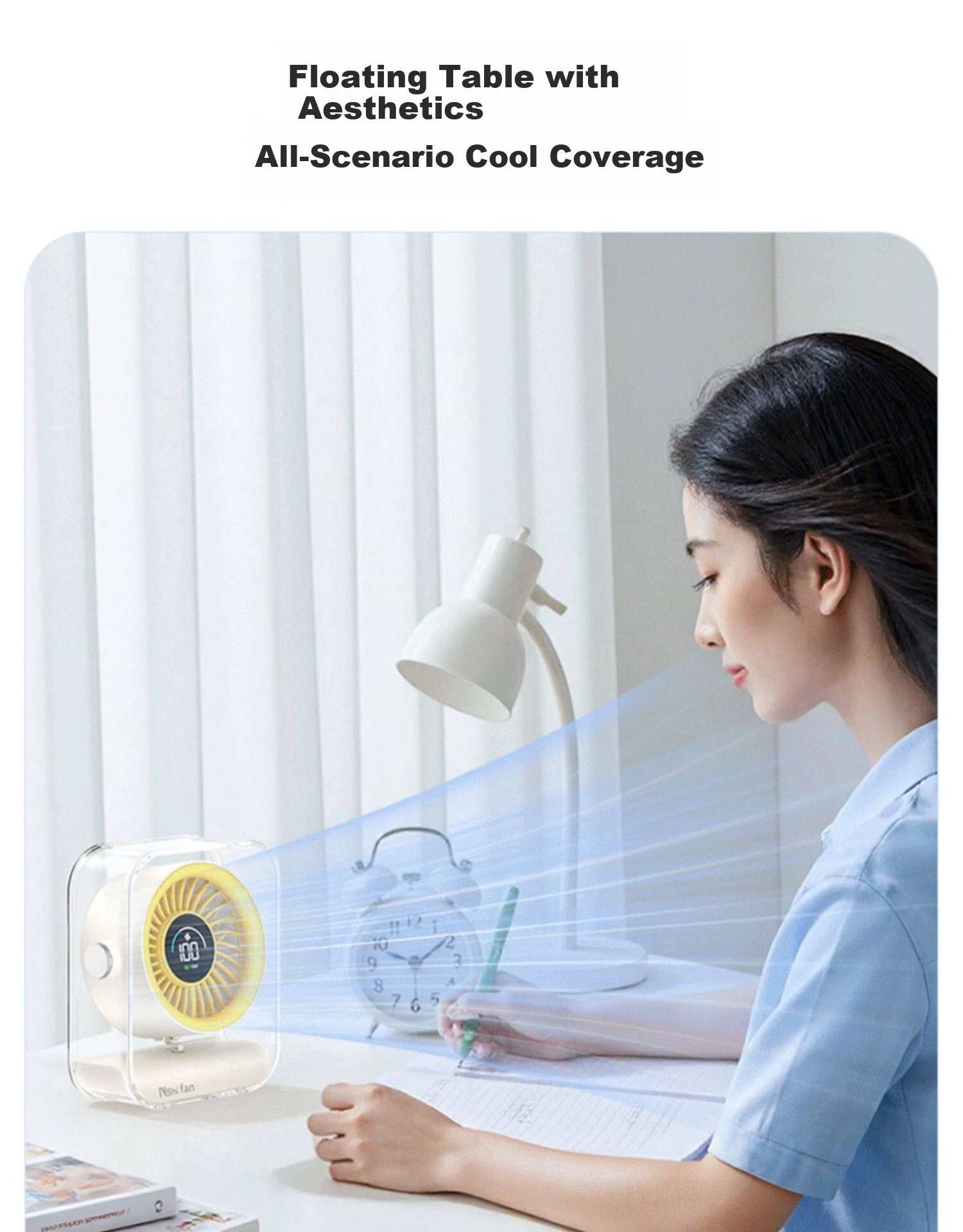 Ultra-Quiet Mini USB Desktop Fan for Office, Dormitory, Outdoor Camping - Portable Table Floating Air Cooler (Plug-in Black) 7
