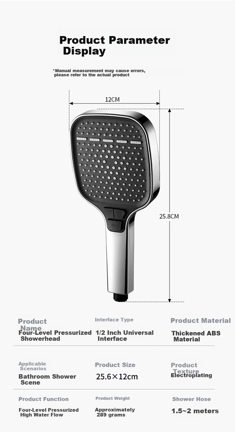 MUGE High Pressure Shower Head Powerful Water Flow Universal Single Head Handheld Bathroom Shower Sprayer 9
