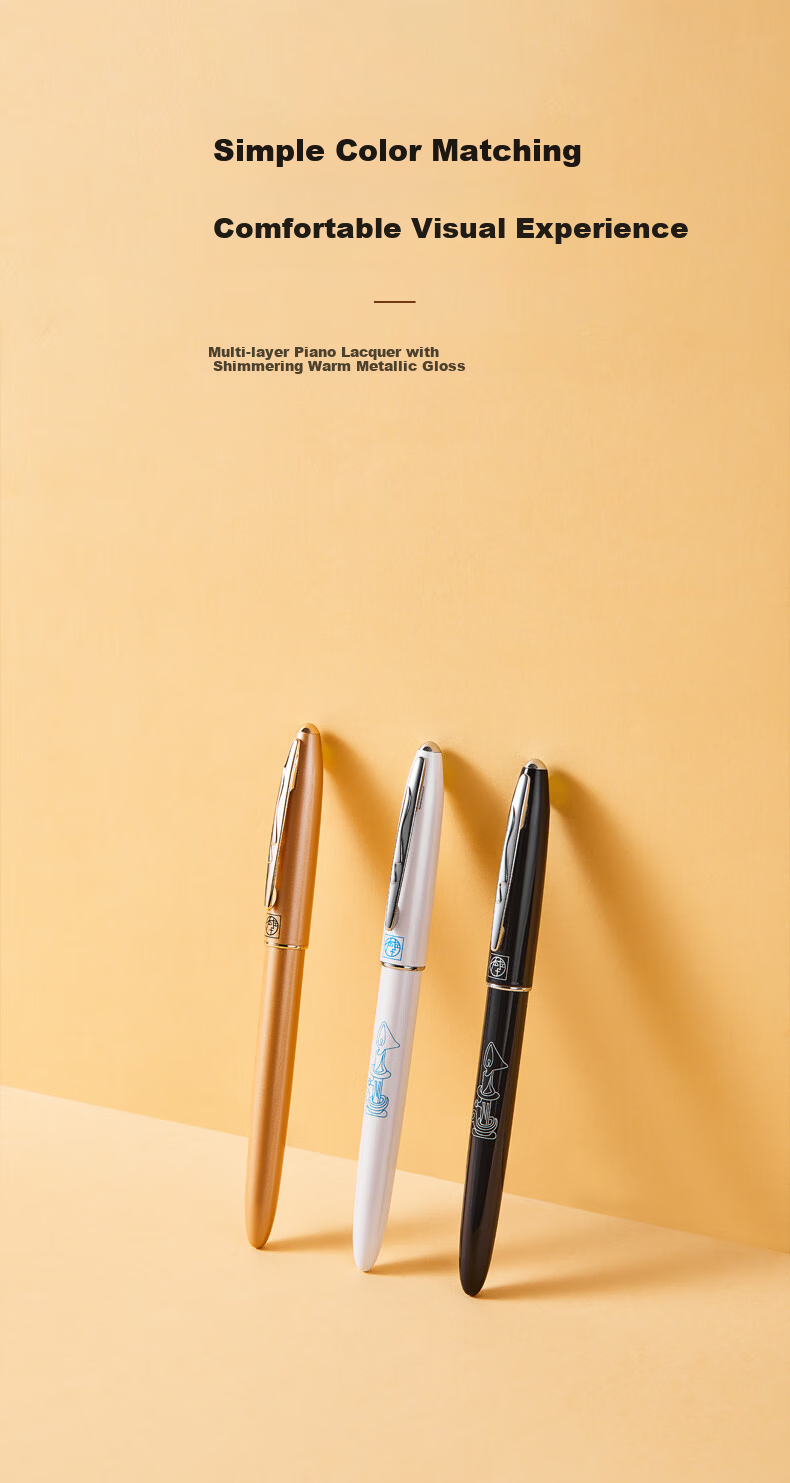 Pimio Fountain Pen And Signature Pen Set for Elementary School Students Grades 4-6, Beginner Writing Practice Stationery Set, 606 Ink Gift Box Graduation Present, Gold 4
