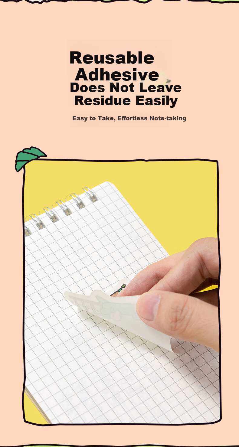 NUSIGN Qiaoguman Glitter Pearl Sliding Sticky Notes Dinosaur Cartoon Transparent Stickers Random Colors NS377-Q [Popular Product] High-End Brand under Deli 5
